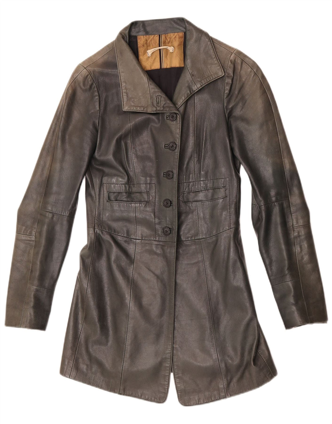 Chaqueta de cuero vintage para mujer IT 40 cuero verde pequeño
