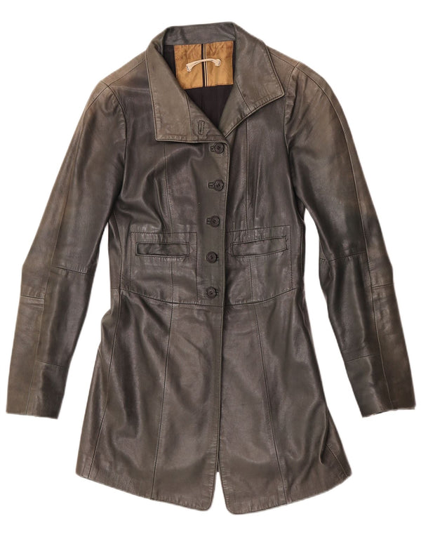 Chaqueta de cuero vintage para mujer IT 40 cuero verde pequeño