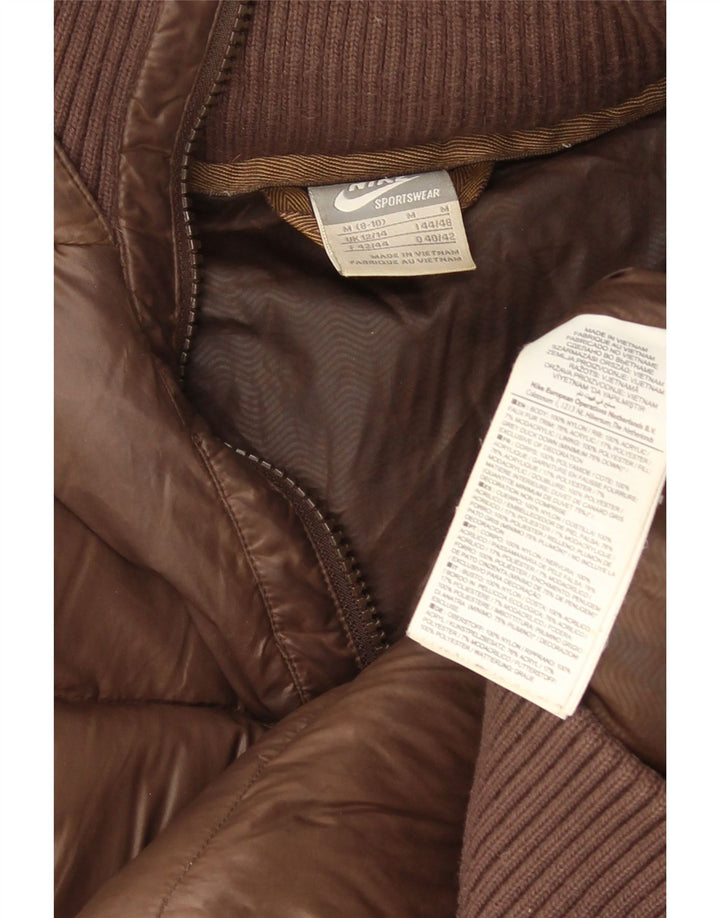 Nike Chaqueta acolchada con capucha para mujer UK 12/14 Medium Brown Nylon