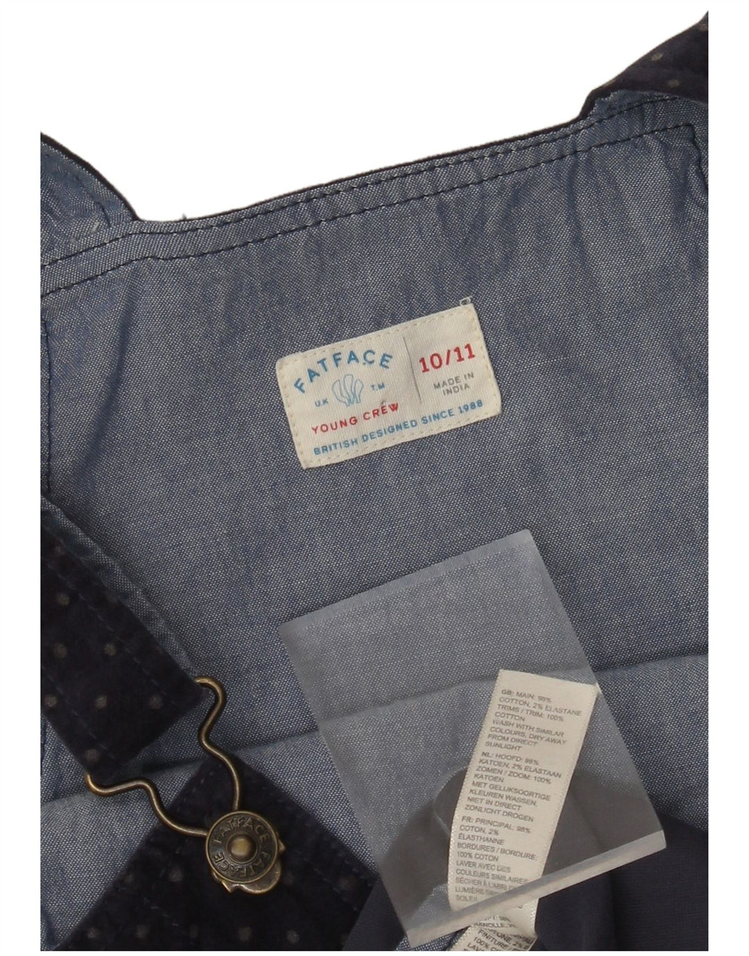 FAT FACE Falda Peto Niña 10-11 Años W26 Algodón Lunares Azul Marino