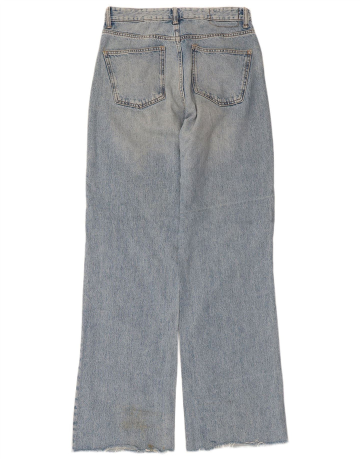Zara Vaqueros de pierna ancha desgastados para mujer EU 40 Medium W30 L33 Azul