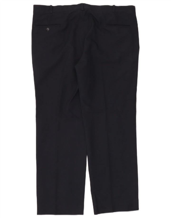 Farah Pantalón de traje recto para hombre W42 L33 Poliéster azul marino