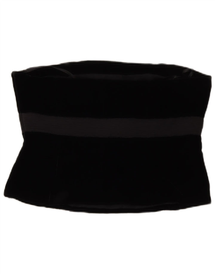 LAURA ASHLEY Top corsé de terciopelo para mujer UK 44 Viscosa negra mediana