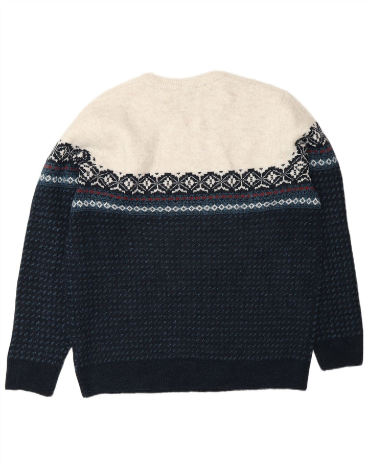 Marks & Spencer Jersey con cuello redondo para hombre, talla grande, color turquesa Fair Isle