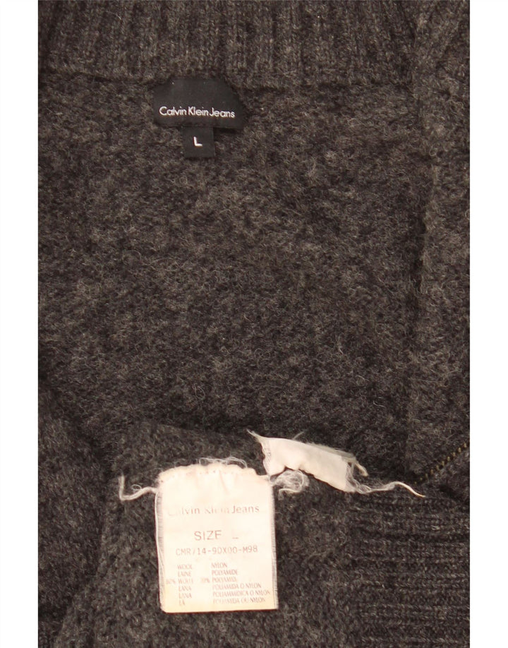 Calvin Klein - Cárdigan para mujer, talla 40, talla grande, lana gris