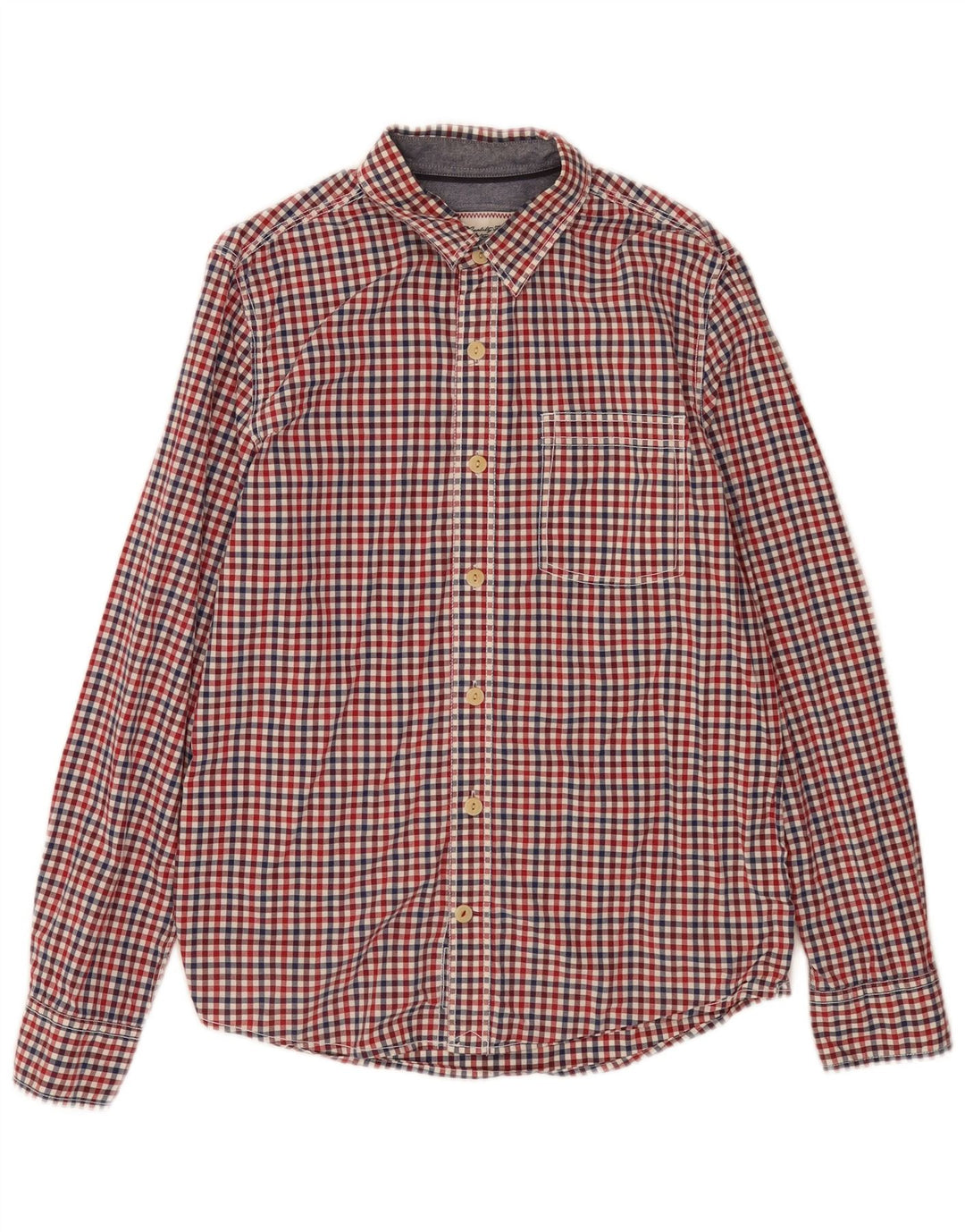 Camisa de hombre Fat Face Small de algodón a cuadros rojos