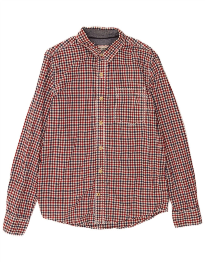 Camisa de hombre Fat Face Small de algodón a cuadros rojos