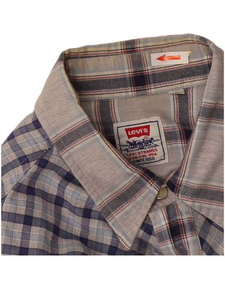 Camisa Levi's para hombre de algodón a cuadros grises grandes