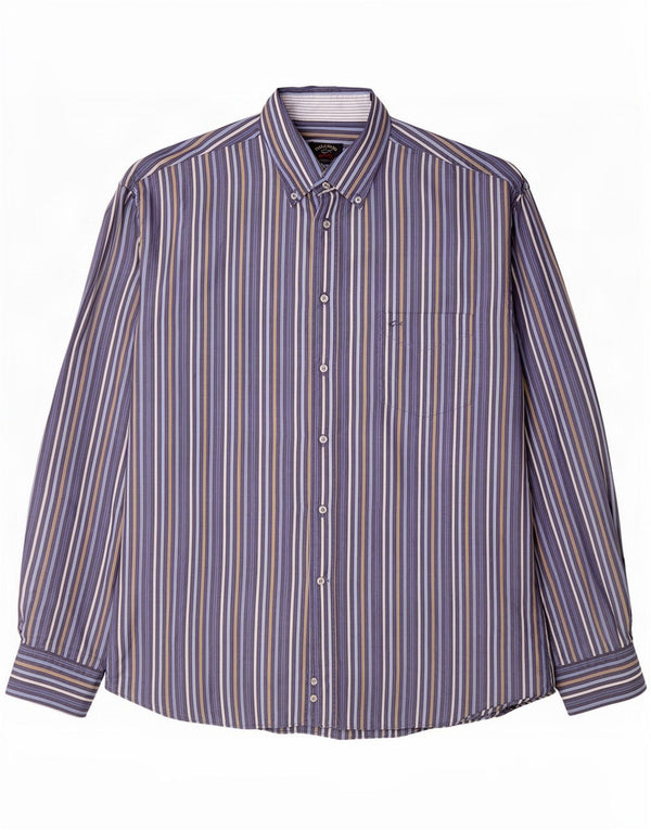Camisa para hombre Paul & Shark Talla 45 XL Algodón azul marino a rayas