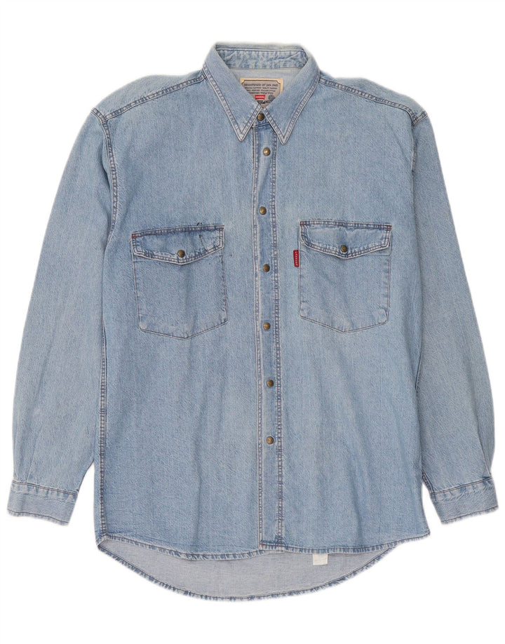Camisa Vaquera Carrera Hombre Azul Medio Algodón