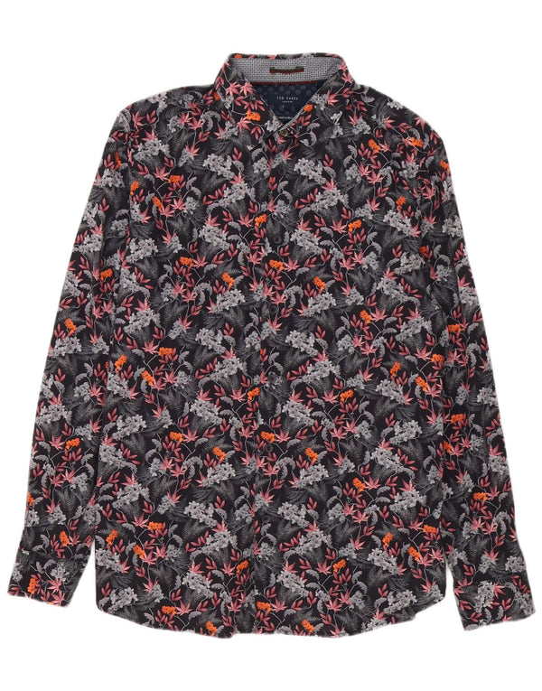 Ted Baker Camisa para hombre Talla 4 Grande Algodón floral multicolor