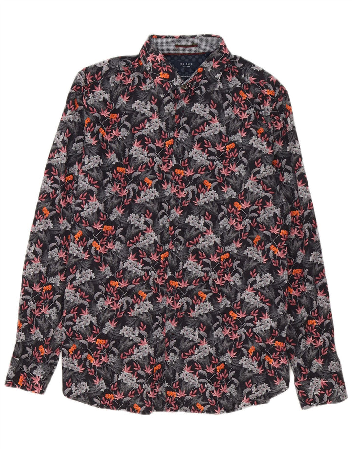 Ted Baker Camisa para hombre Talla 4 Grande Algodón floral multicolor