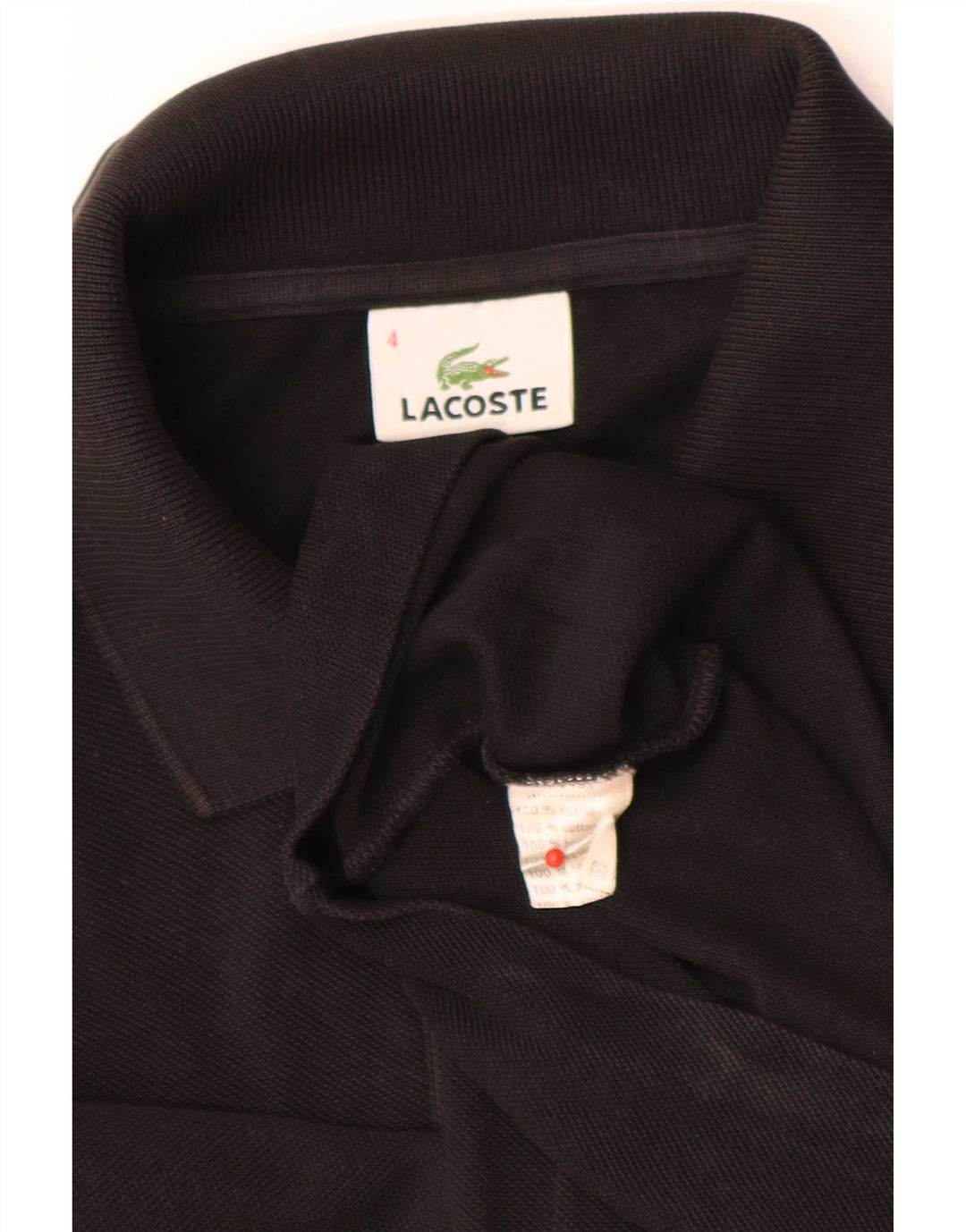Lacoste Polo de manga larga para hombre, ajuste regular, talla 4, algodón negro mediano