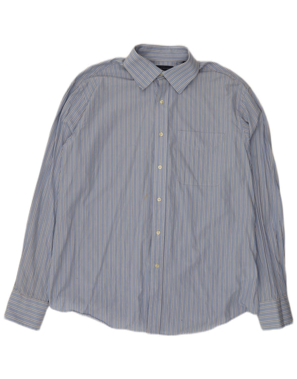 Camisa Tommy Hilfiger para hombre talla 16 algodón a rayas azul grande