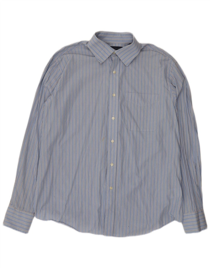 Camisa Tommy Hilfiger para hombre talla 16 algodón a rayas azul grande