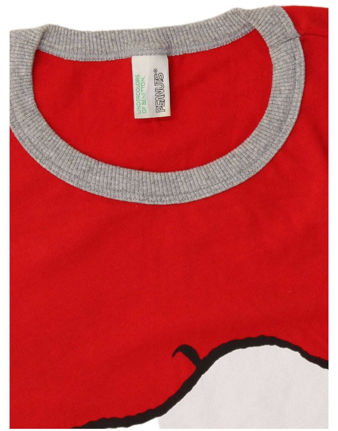 BENETTON Mujer Peanuts Graphic Top Manga Larga UK 44 Mediano Rojo Dibujos Animados