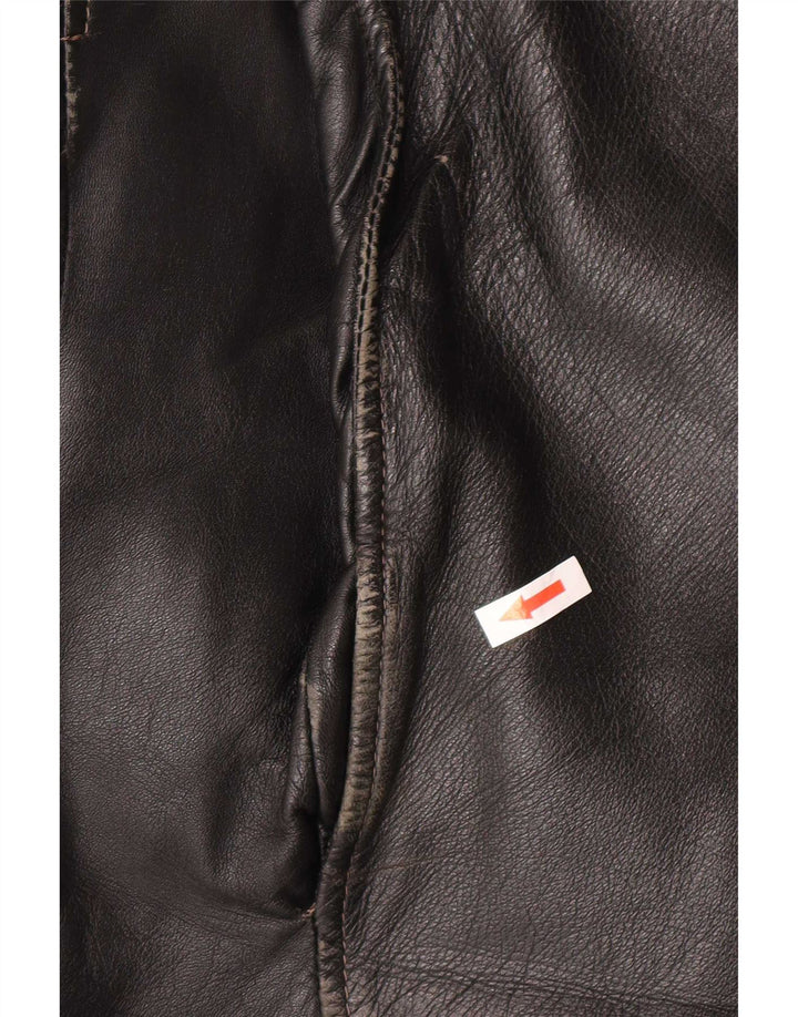 Vintage hombres chaqueta de cuero Reino Unido 40 grande negro