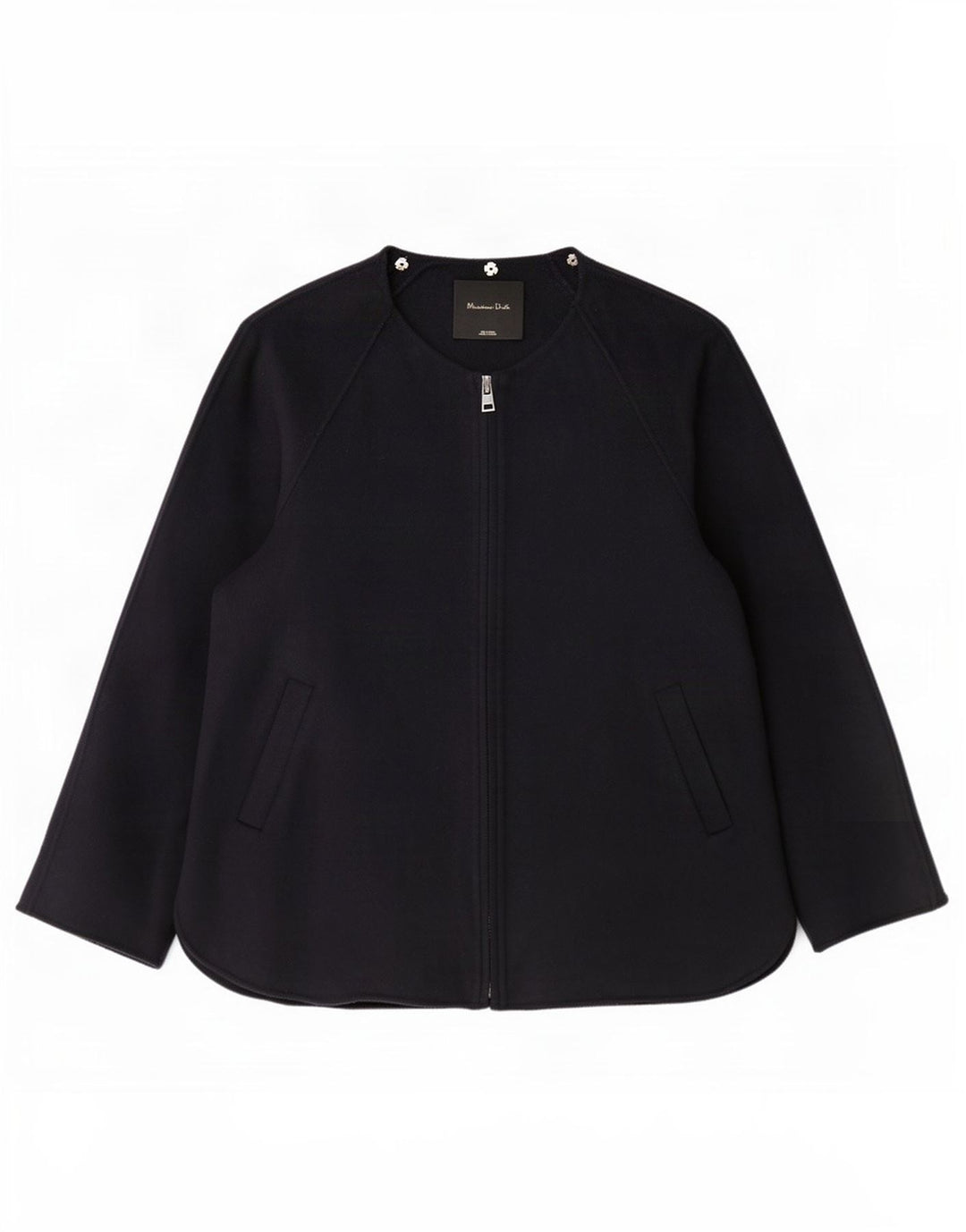 Massimo Dutti Chaqueta Bomber para Mujer UK 46 Grande Lana Azul Marino