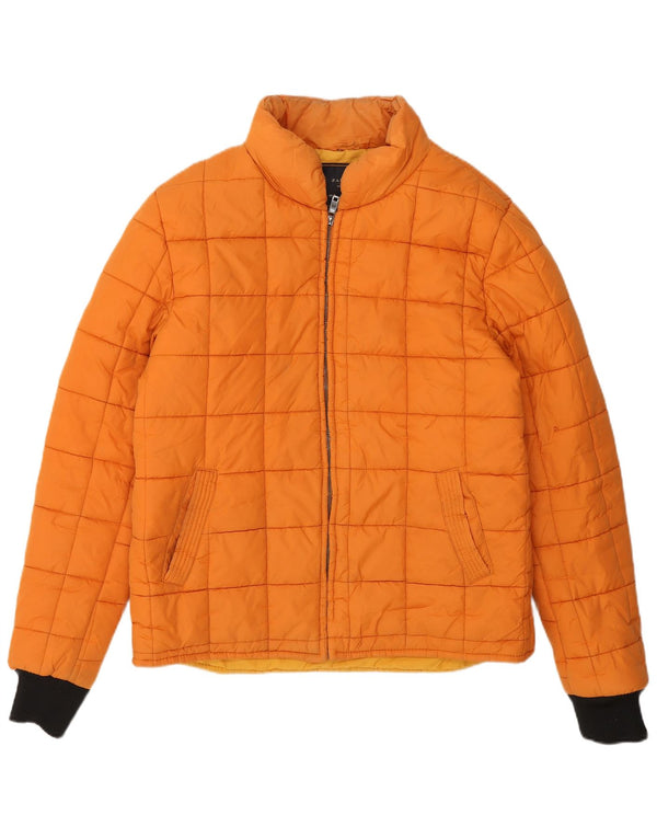 Zara Mens Padded Jacket UK 38 Medium Orange Colourblock Polyester