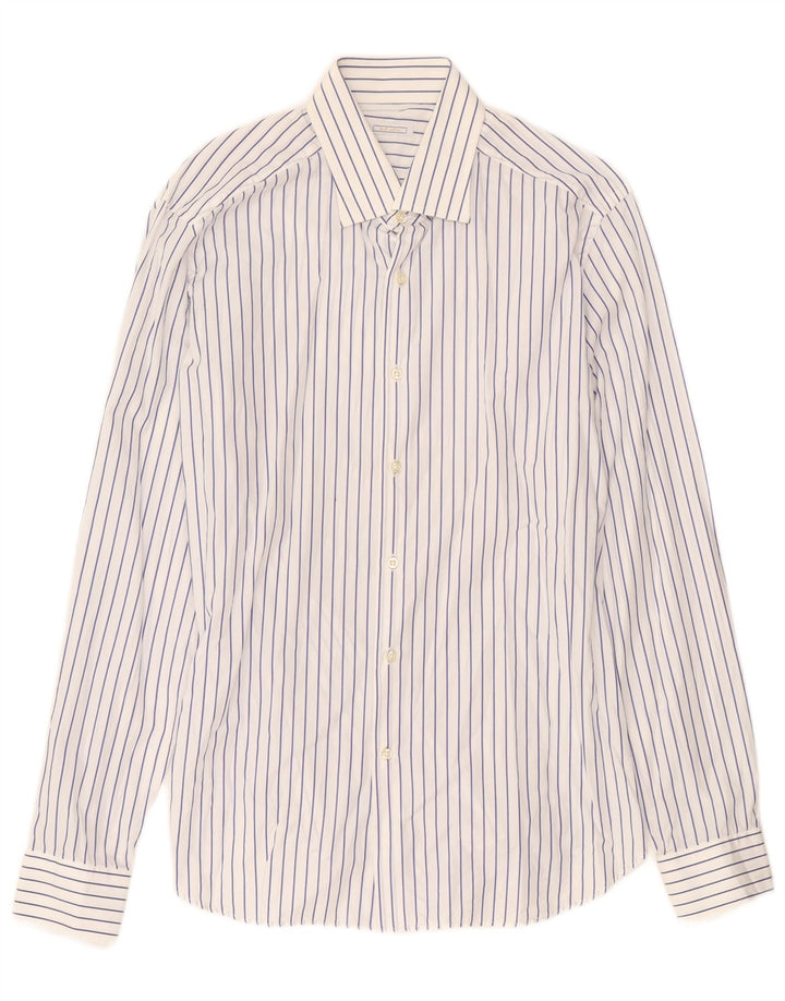 GIANFRANCO FERRE Camisa Hombre Talla 42 16 1/2 Algodón Rayas Azul Grande