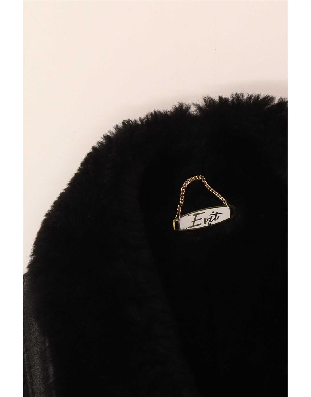 Vintage hombres shearling chaqueta Reino Unido 44 2XL negro shearling