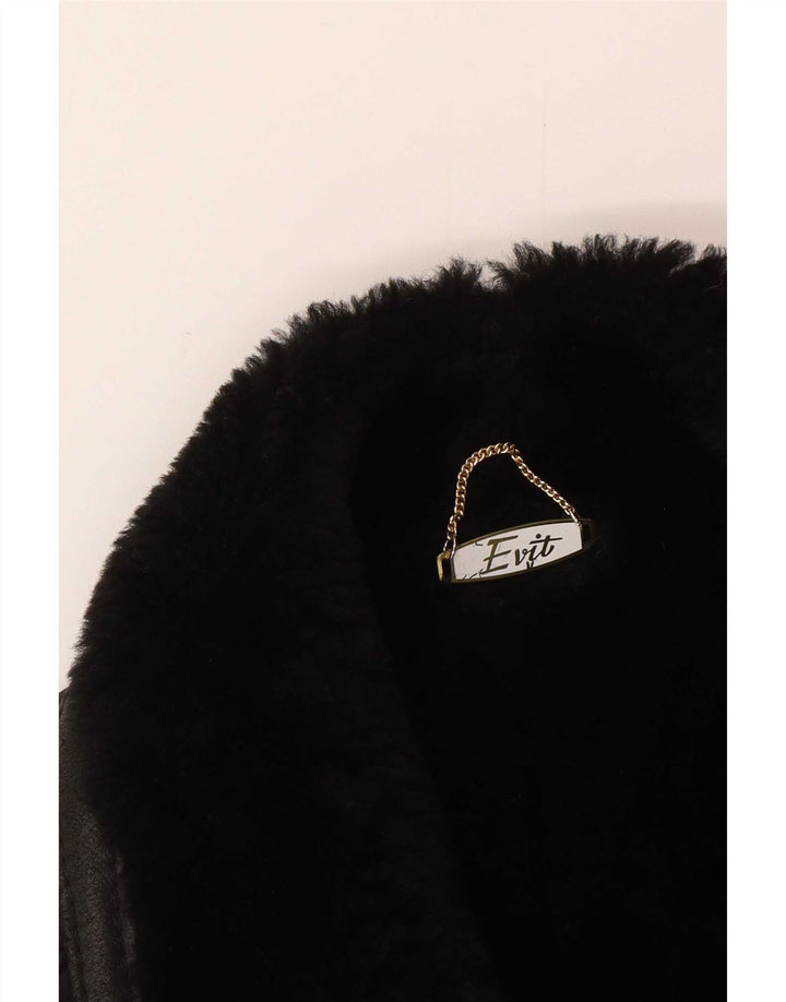 Vintage hombres shearling chaqueta Reino Unido 44 2XL negro shearling