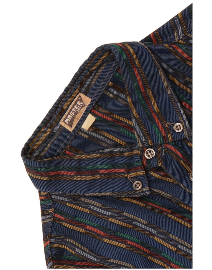 Camisa de franela Master para hombre, talla pequeña, azul a rayas