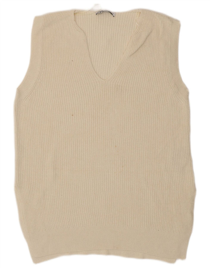 Zara Hombre Chaleco Tank Top Small Algodón Beige