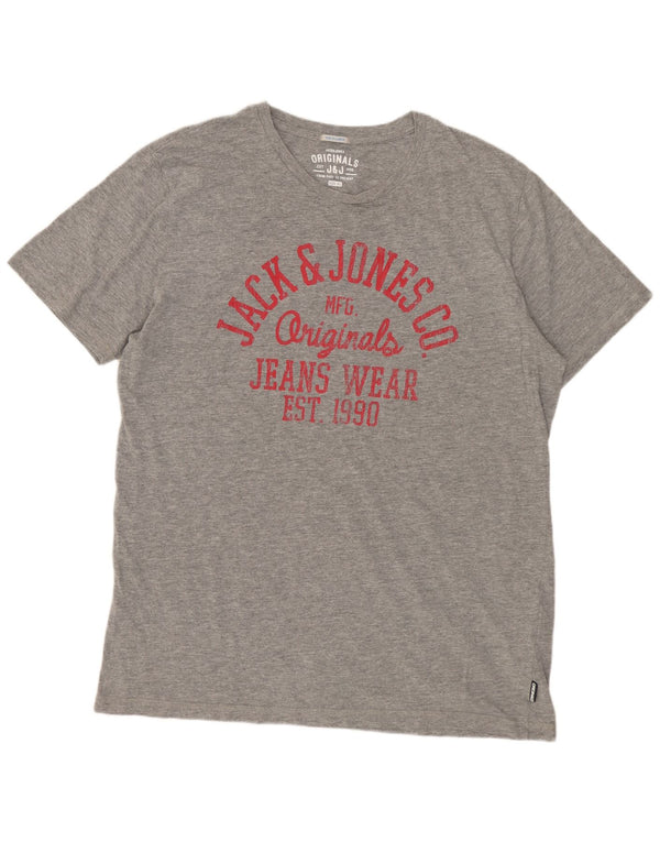 Jack & Jones Hombre Camiseta Gráfica Top XL Algodón Moteado Gris