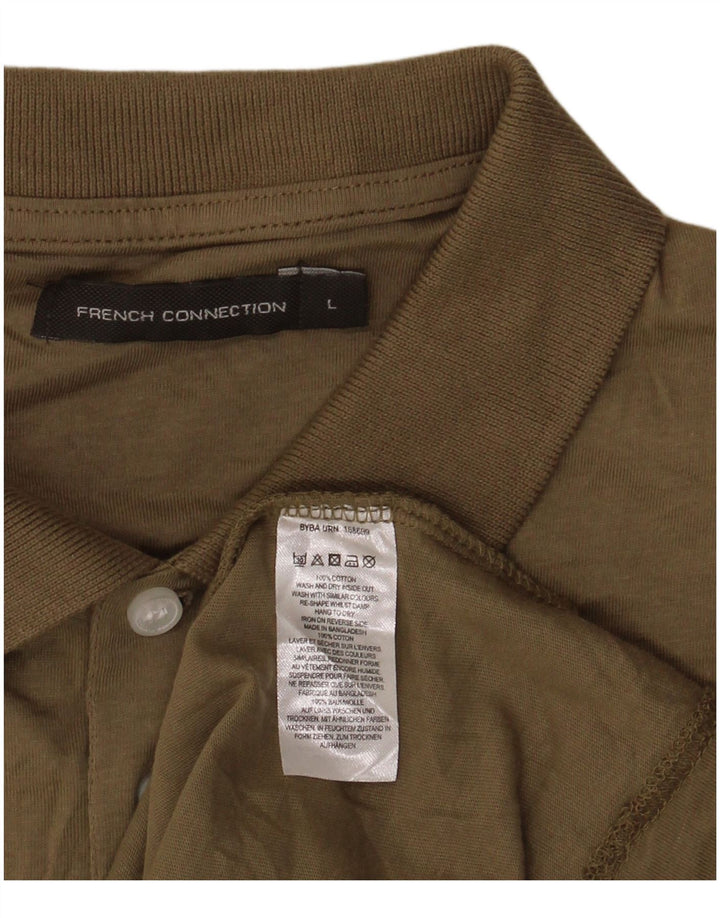 French Connection Polo para hombre de algodón caqui grande