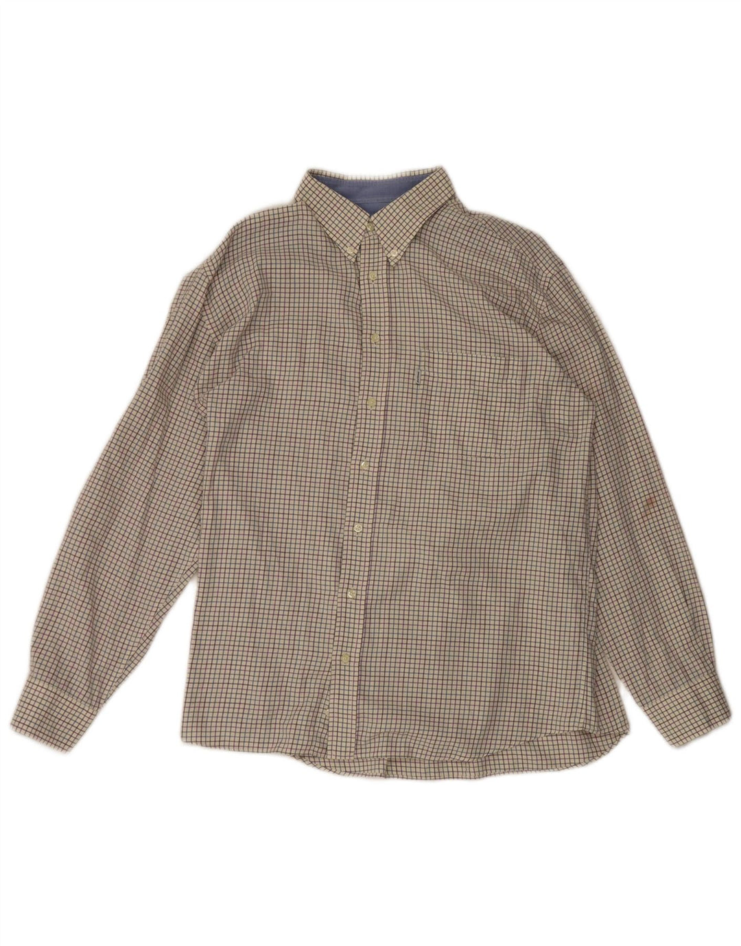 Camisa Barbour Hombre XL Algodón A Cuadros Blanco Roto