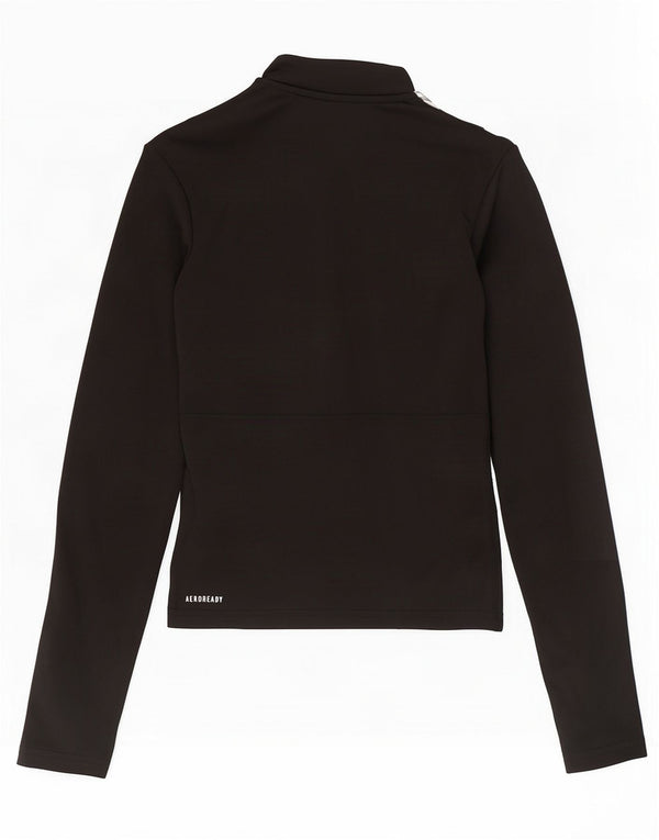 Adidas Mujer Aeroready Zip Neck Jersey Chándal Top UK 4/6 XS Negro