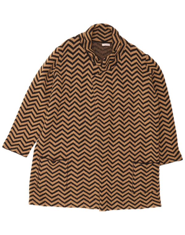 Fiorella Rubino Suéter tipo cárdigan largo para mujer UK 40 XL Marrón Chevron