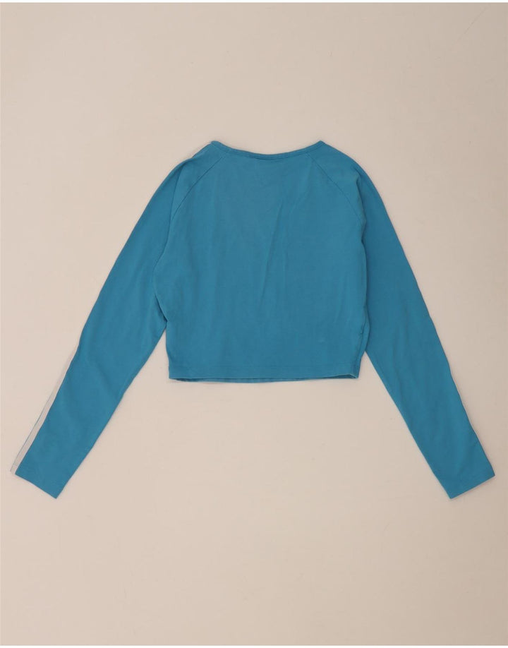 Adidas Top corto para mujer de manga larga UK 12 Algodón azul medio