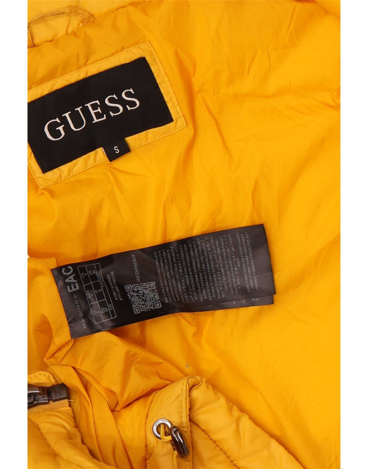 Guess Chaqueta acolchada con capucha para hombre UK 36 Small Yellow Nylon