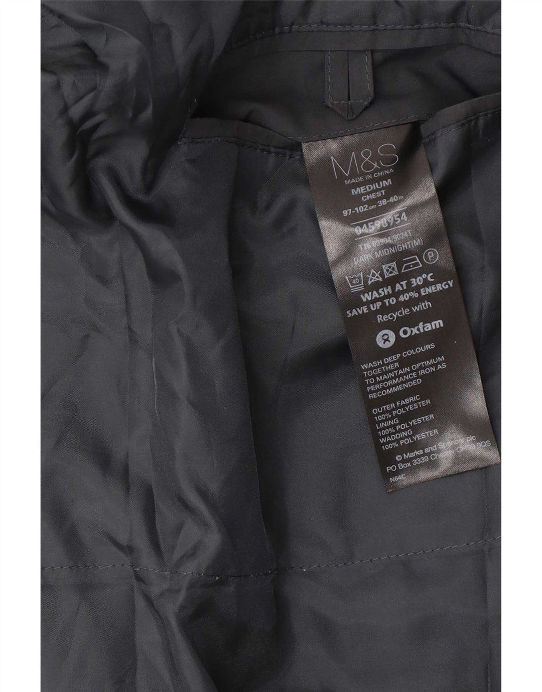 Marks & Spencer Gabardina para hombre UK 38/40 Mediano Negro Poliéster