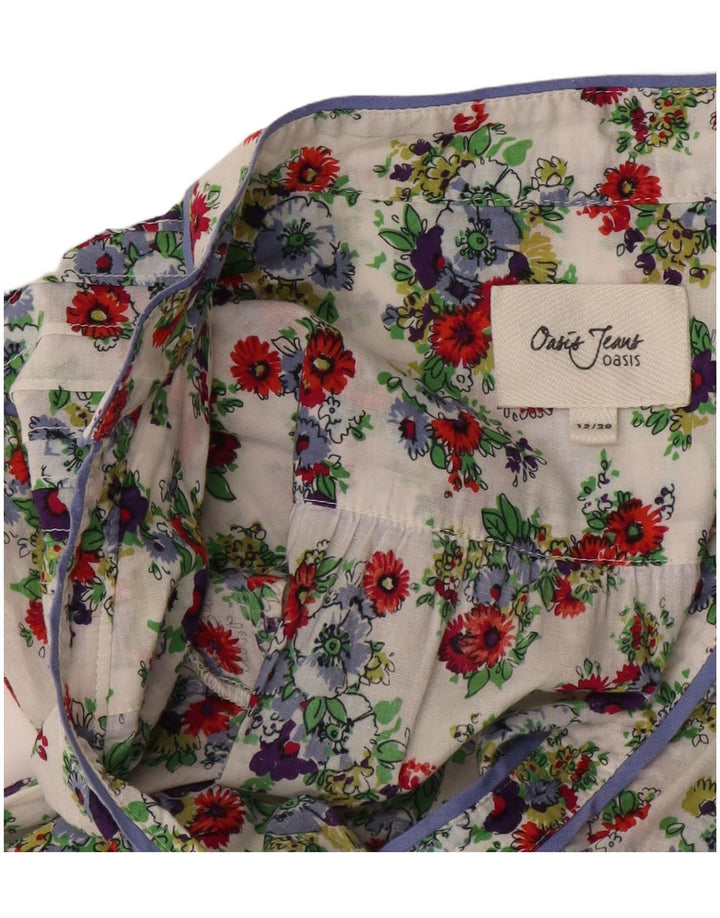 Oasis Vestido Acampanado para Mujer UK 40 Mediano Blanco Floral