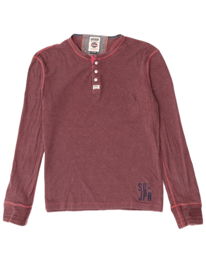 Superdry Top ajustado de manga larga de algodón granate para hombre