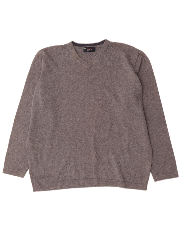 Marks & Spencer Jersey con cuello en V para hombre XL Algodón gris