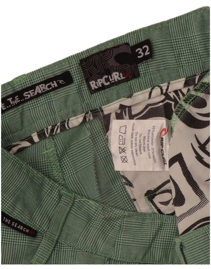 Pantalones cortos cargo Rip Curl para hombre W32 Poliéster a cuadros verde medio