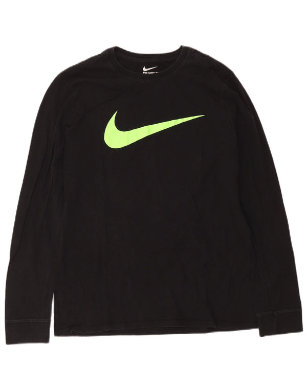 Nike Camiseta gráfica de ajuste atlético para hombre, manga larga, algodón negro mediano