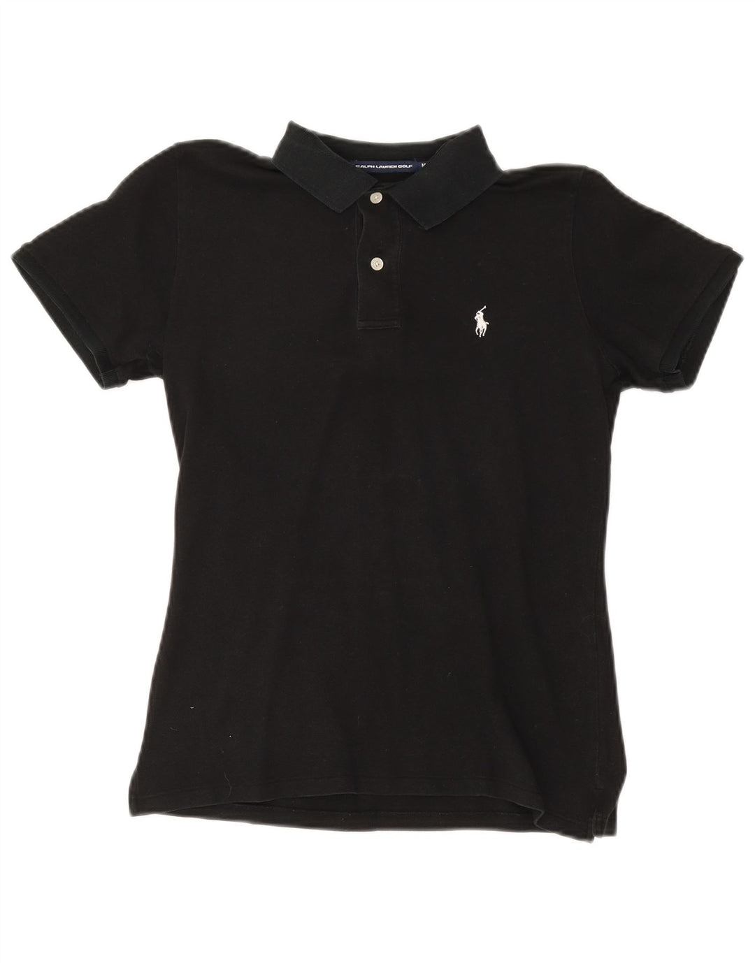 RALPH LAUREN Womens Polo Shirt UK 12 Medium Black Cotton