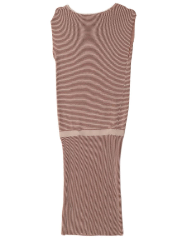Reiss Vestido tipo jersey sin mangas para mujer UK 8 Small Viscosa a rayas rosa