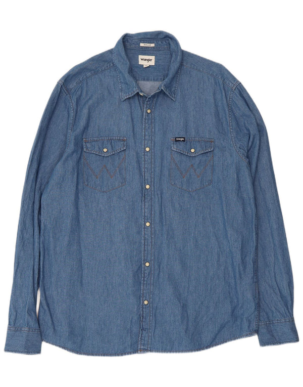 Wrangler Camisa Vaquera Western Regular Fit para Hombre XL Algodón Azul