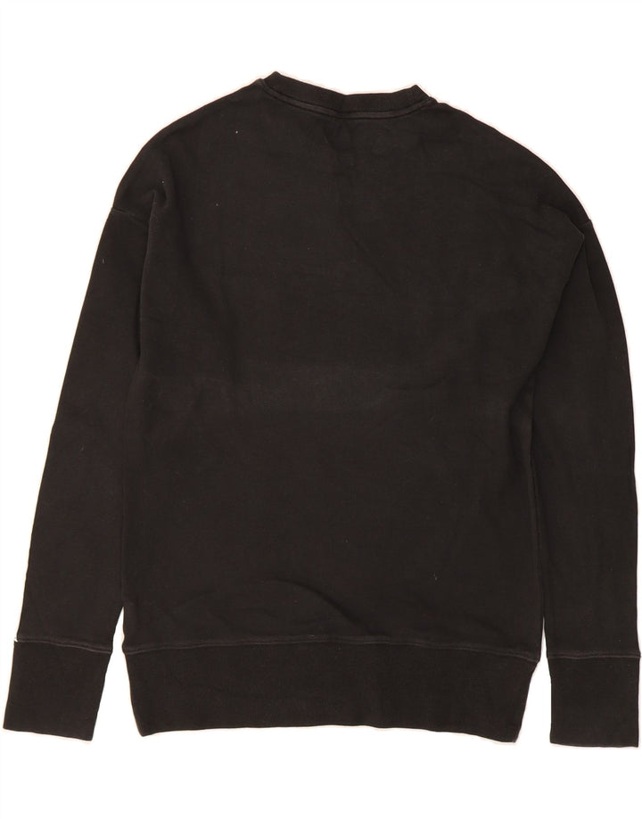 CALVIN KLEIN Womens Oversized Graphic Sweatshirt Jumper UK 10 Small Black Vintage Calvin Klein and Second-Hand Calvin Klein from Messina Hembry 