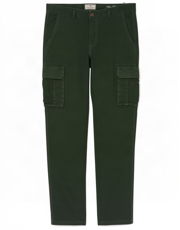 Marville Mens Slim Cargo Pantalones W36 L32 Algodón Verde