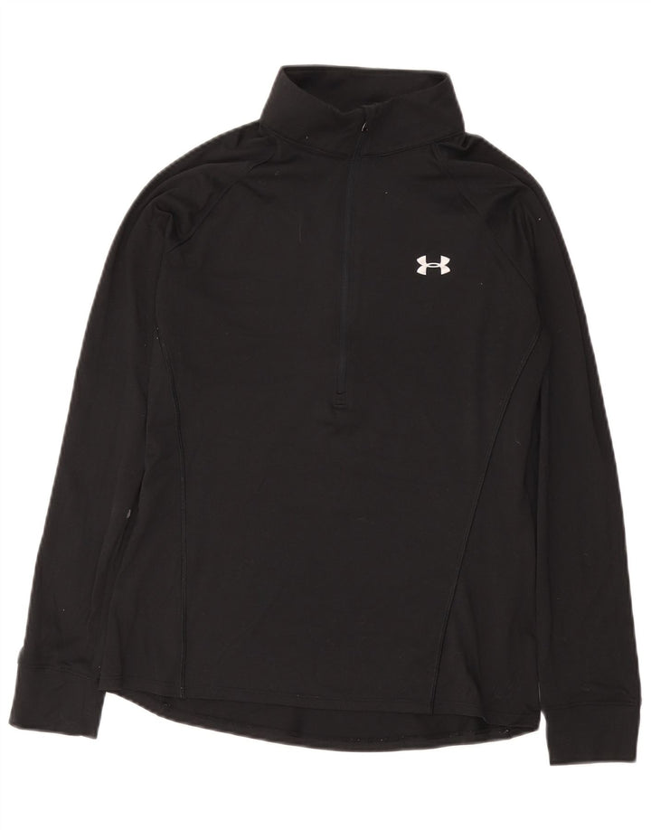 UNDER ARMOUR Top de chándal con cuello y cremallera para mujer Reino Unido 12 Mediano Negro