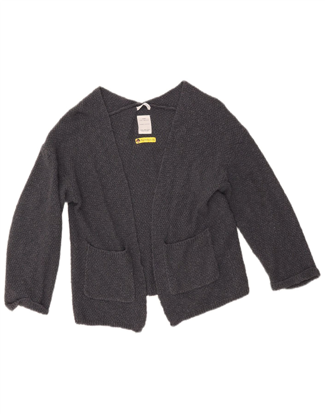 ZARA Jersey Cárdigan Abierto Niña 7-8 Años Gris