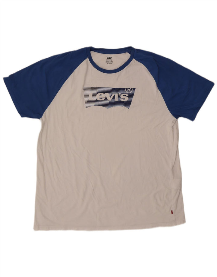 Levi's Camiseta gráfica para hombre Top 2XL Blanco Colorblock
