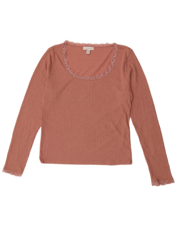 Topshop Top de mujer de manga larga UK 46 Large Pink Cotton